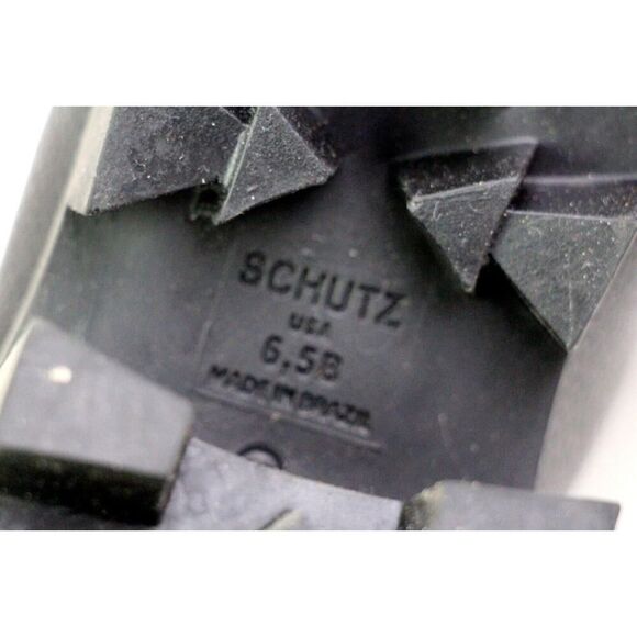 Schutz BLACK GENUINE LEATHER MID HEEL LACE UP ZIP ROUND TOE ANKLE BOOTS Sz 6.5B - Picture 7 of 9